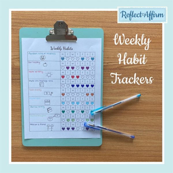 Build better habits that lead to personal growth and self-improvement with these 80 Printable Habit Trackers from Reflect Affirm.