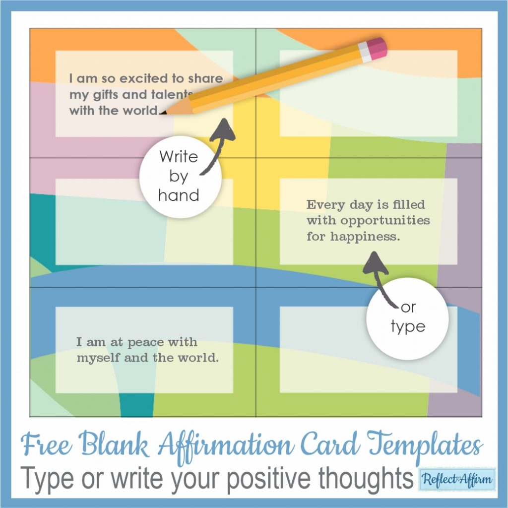 This free set of blank affirmation card templates can help you to carry those positive thoughts in your pocket to remind you all day long.